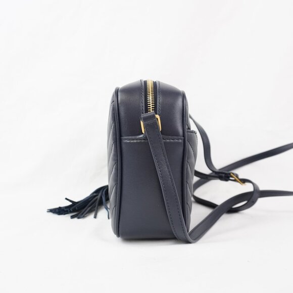 Saint Laurent Lou Quilted Leather Shoulder Camera Bag In Deep Marine & Gold - Picture 6 of 13